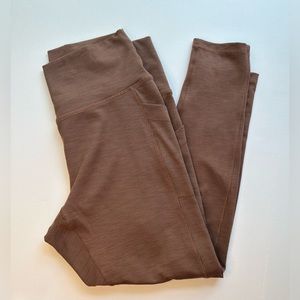 Prana Becksa 7/8 Ribbed Yoga Pants Leggings w/ Pockets XL Brown EUC
